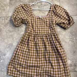 Madewell Pink and Brown Checkered Kids Dress